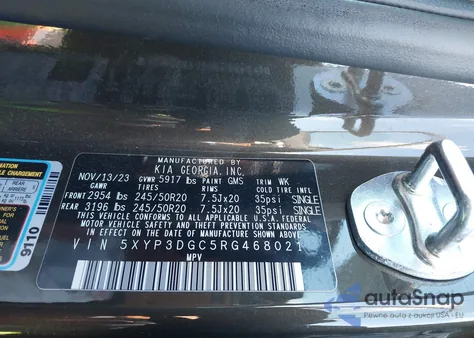 2024 Kia Telluride Ex X-Line из США, поврежденный, VIN 5XYP3DGC5RG468021